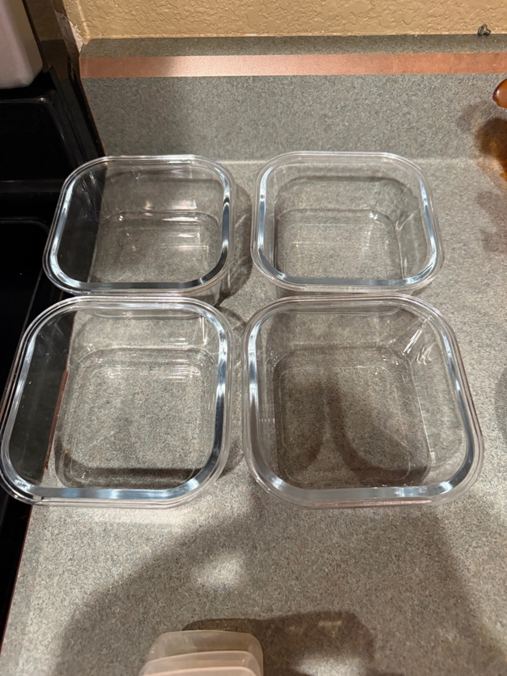 Square Clear Glass Food Storage Bowls - Set of 4
